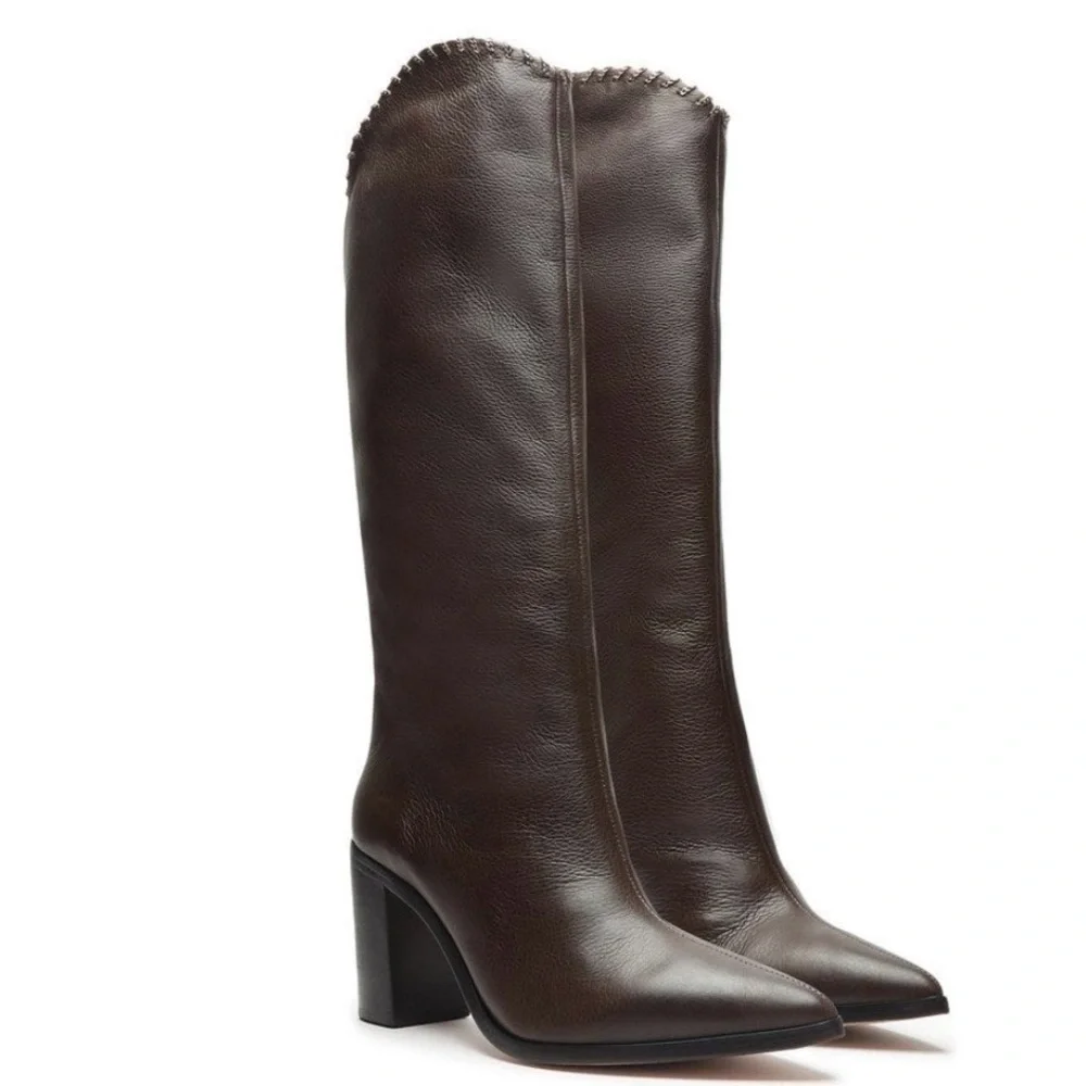 SCHUTZ Women's Valy Pull-On High Heel Over-the-Knee with a fine chain design. - Picture 16 of 16